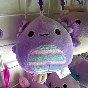 Monica Axolotl Squishmallows Keychain Clip Fluffy Purple Striped Ocean